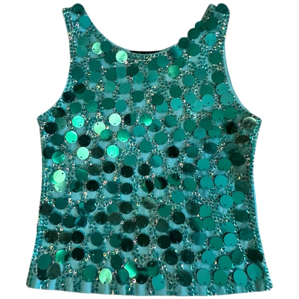 Sanctuary Knits Emerald Green Sequin Paillette Tank Top NWOT XS